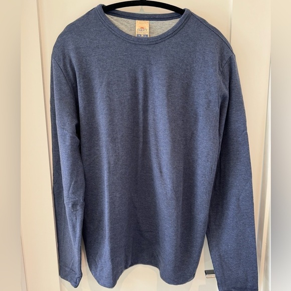 FAHERTY cloud reversible crew shirt in medium M grey heather / navy cream - Picture 12 of 17